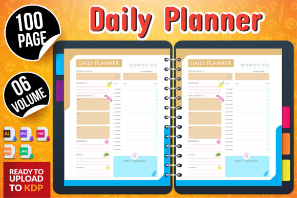 Daily Planner Editable Colorful Page for KDP Success