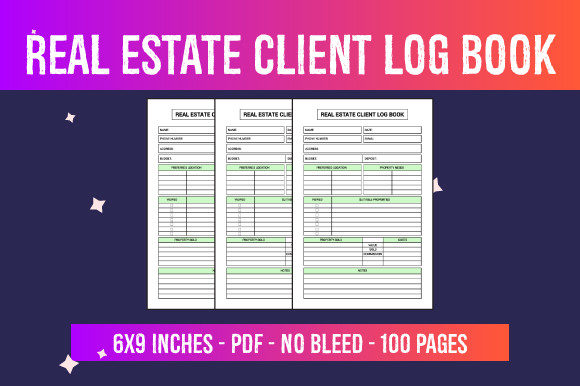 Real Estate Client Log Book Interior for KDP